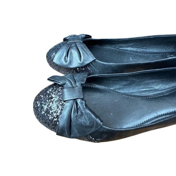 Vince Camuto Oneda Nubuck Patent Leather Embellished Capped Toe Ballet Flats 8 - Picture 2 of 6
